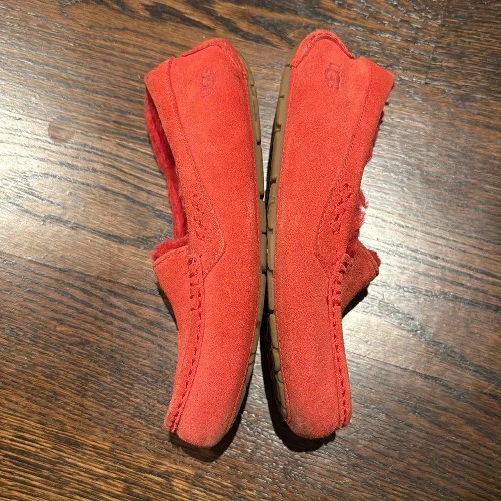 UGG Australia Ansley Womens Moccasin Slippers Suede Upper Wool Red SIZE 7 - Picture 8 of 10